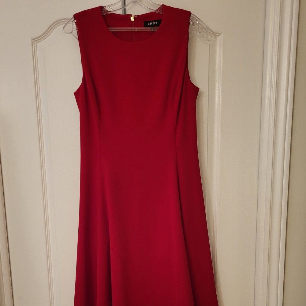 DKNY FIT AND FLARE RED DRESS
